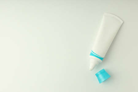 Blank toothpaste tube on white background, space for textの写真素材