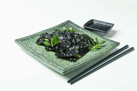 Concept of Japanese food, seaweed nori on white backgroundの写真素材