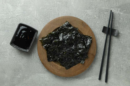 Concept of Japanese food, seaweed nori, top viewの写真素材