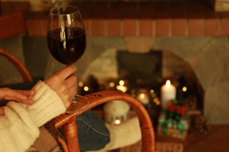 Composition with rocking chair in cozy winter eveningの写真素材