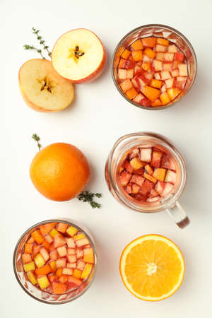 Concept of drink with Sangria, top viewの写真素材