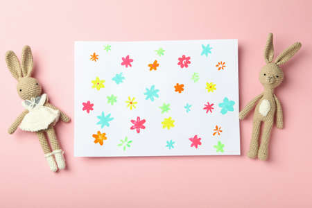 Concept of World Children's Day on pink backgroundの写真素材