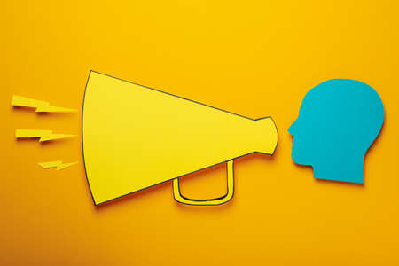 Important announcement or message concept with decorative megaphoneの写真素材