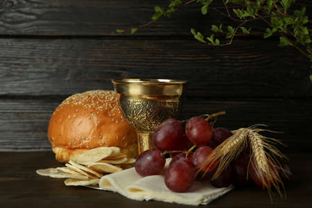 Concept or composition of Eucharist with various accessories