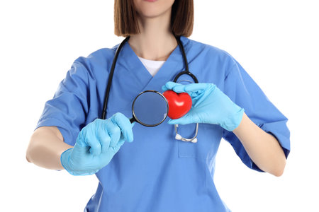 Young female doctor isolated on white backgroundの写真素材