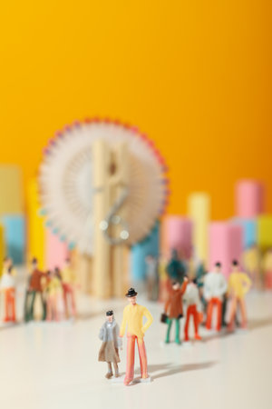 Concept of travel and adventures with toy peopleの写真素材
