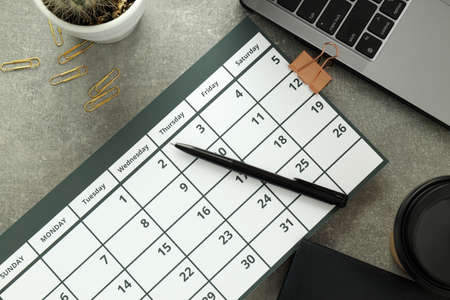 Concept of event planning and work planning, top view