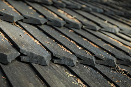 Wooden roof of old house, selective focusの写真素材