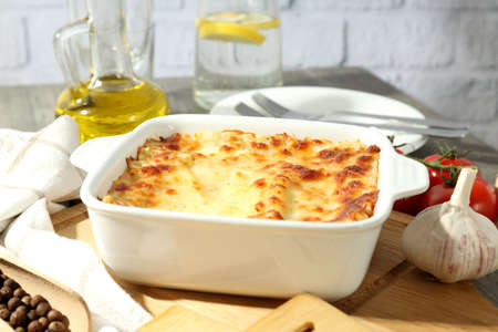 Concept of delicious food - Lasagna, close upの写真素材