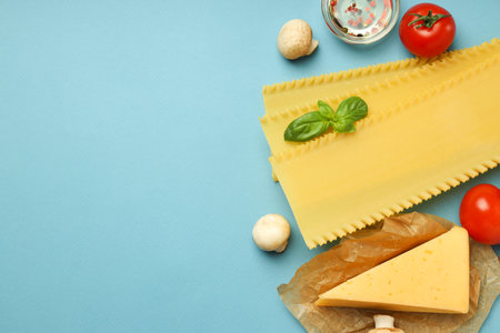 Concept of tasty cooking, cooking lasagna, space for textの写真素材