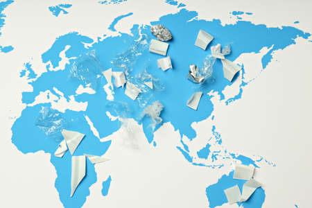 Concept of global pollution with world mapの写真素材