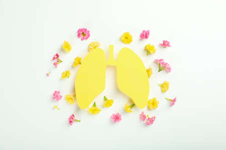 Concept of allergy, flowers and decorative lungsの写真素材