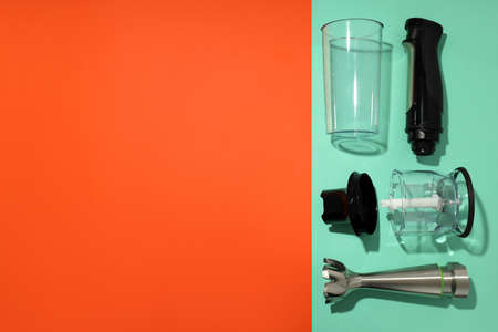 Concept of cooking food with blender, cooking accessories