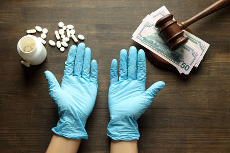 Concept of corruption in medicine, malpractice and law violationの写真素材