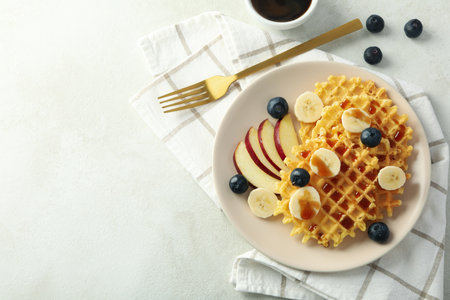 Concept of tasty food with wafers, space for textの写真素材