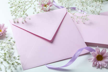 Concept of wedding invitation on white background