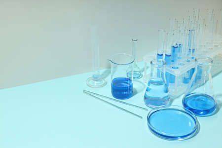 Concept of science and research with laboratory accessoriesの写真素材