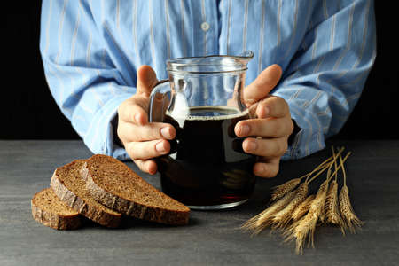 Concept of refreshing drink for summer - kvassの写真素材