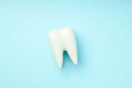 Concept of dental care on blue backgroundの写真素材