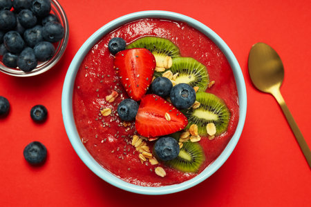 Concept of tasty and healthy food with smoothieの写真素材