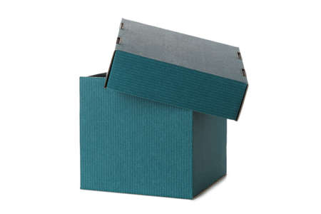 Color cardboard box isolated on white background