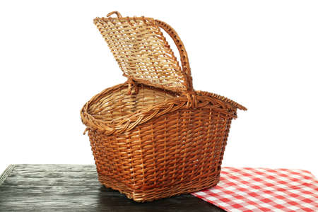 Concept of picnic accessories, isolated on white background
