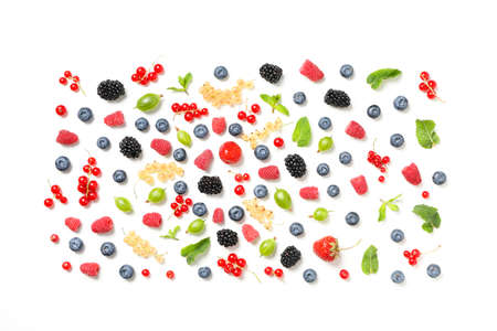Concept of fresh food, berries, top view