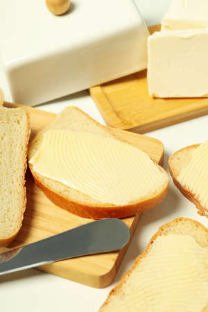 Concept of breakfast, eat food with butter