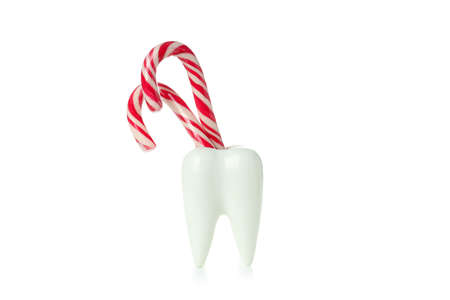 Concept of food bad for teeth, isolated on white background