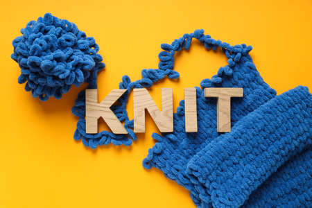 Concept of cozy and relax hobby, knitting