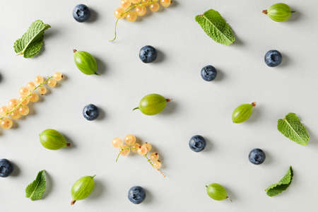 Concept of fresh food, berries, top view
