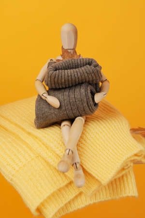 Concept of autumn clothes, autumn season wardrobe