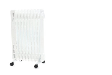 Modern electric heater isolated on white backgroundの写真素材