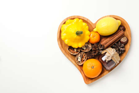 Concept of Autumn, Autumn composition accessories on white backgroundの写真素材