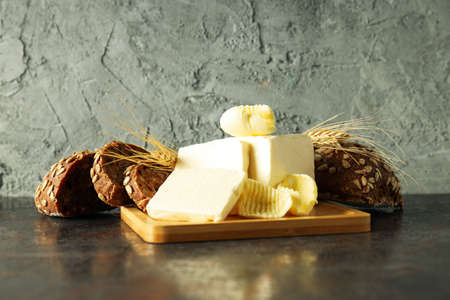 Concept of breakfast, eat food with butterの写真素材