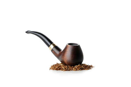Smoking pipe with tobacco isolated on white background