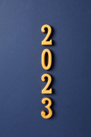 Concept of Happy New Year, 2023 numbers on blue backgroundの写真素材