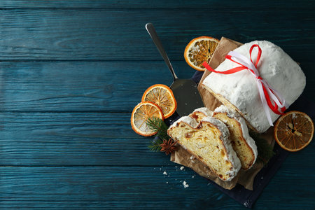 Concept of German dessert - Stollen, space for text