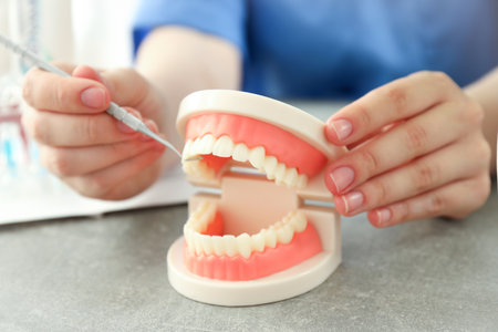 Concept of dental care, tooth care, close up