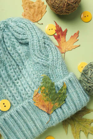 Concept of cozy and relax hobby, knittingの写真素材
