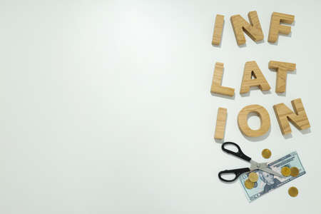 Concept of financial, economic problems and inflation, space for textの写真素材