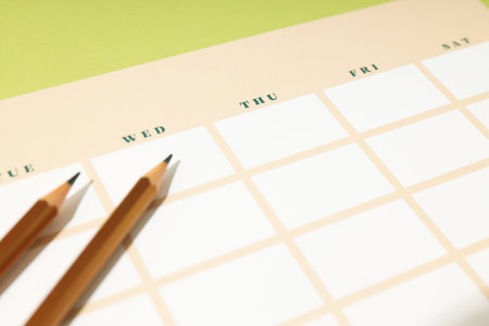 Concept of event planning and work planning, close up