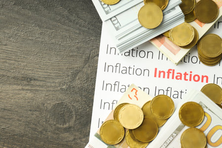 Concept of financial, economic problems and inflation, space for textの写真素材