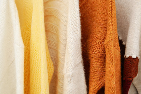 Concept of autumn clothes, autumn season wardrobe