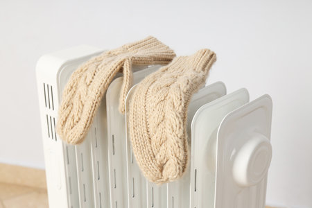 modern electric heater with mittensの写真素材