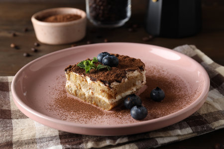 Concept of sweet food, Tiramisu cake, close upの写真素材