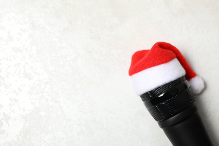 Concept of New Year party, karaoke New Year party, space for textの写真素材