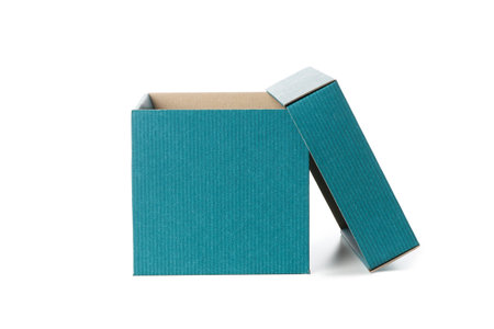 Color cardboard box isolated on white backgroundの写真素材