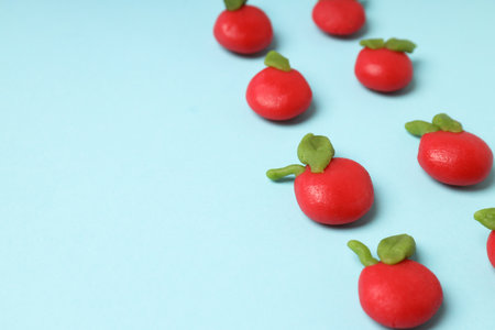 Concept of tasty sweet food, marzipan, space for textの写真素材