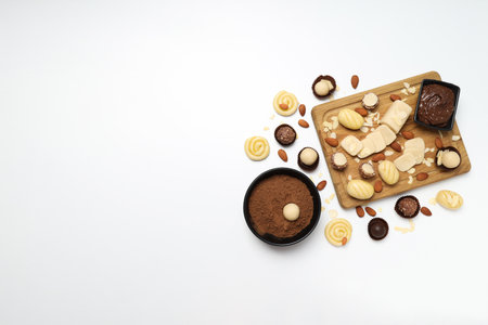 Concept of tasty sweet food, marzipan, space for textの写真素材